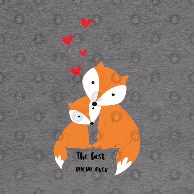 the best mom ever - cute foxes by grafart